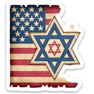 United States flag with a swastika symbol and star of david symbol on the flag sticker