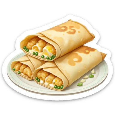 Chinese jianbing crepe street food with soft muted colors sticker