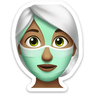 Girl with spa face mask and green eyes spa beauty full face relaxing sticker