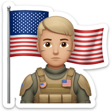 generate realistic white american soldier in body armor and full uniform with small usa flag on shoulder sticker