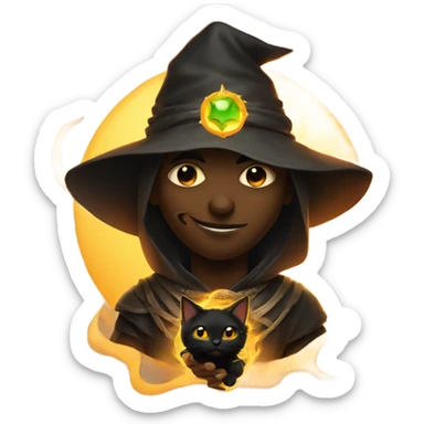 A sun warlock who is holding a black kitten sticker