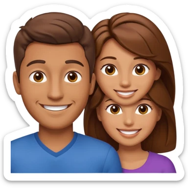 Un trouple : deux hommes  et une femme qui sont amoureux  , ils sont tous blanc et brun  sticker