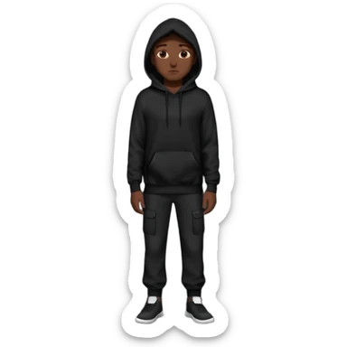 fullbody Mysterious man in black hoodie, hands in pockets and black pants sticker
