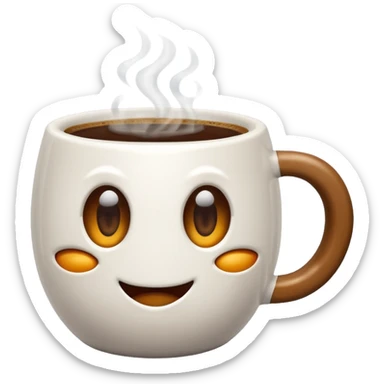 emoji of a coffee cup, fish eye lens effect sticker