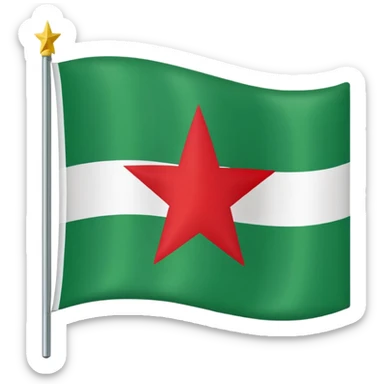 Create a flag tricolour of green, white, and red, with a black star located in the centre. sticker