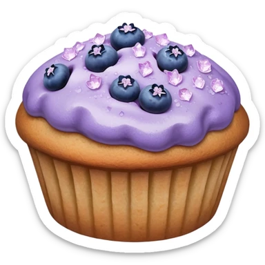 Lavender sprig flower muffin with blueberry and sugar crystals sticker