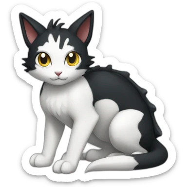 Sitting-Black-and-White-cat-dragon-type-pokemon sticker