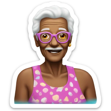 80 year old  at a pool party sticker