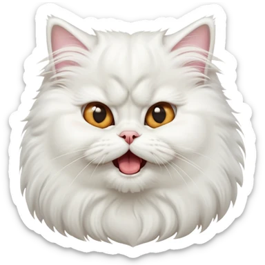 cinematic-adorable-big-eyed-fluffy-solid white-persian-cat-portrait-emoji,-head-tilted-playfully-with-a-cute,-exaggerated-yawn,-fluffy-solid white,-simplified-yet-irresistibly-cute-features sticker