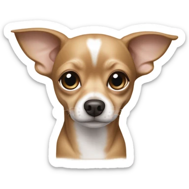 Chihuahua tan coat with white markings on its chest, muzzle, and paws, along with medium-sized floppy ears and a round face. dachshund features a smooth coat with a white body patterned with light brown patches and a brown head shaded with darker tones sticker