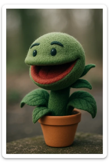 Audrey II, the carnivorous carnivorous plant from Little Shop of Horrors, plush toy style sticker
