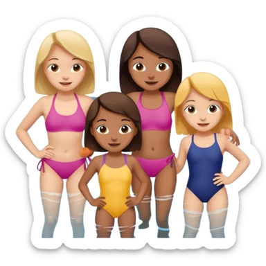 3 girl cousins and 1 boy cousin fun in the pool sticker