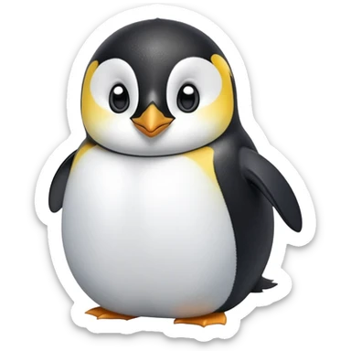 cinematic-cute-emperor-penguin-portrait-emoji,-head-tilted-playfully-and-inquisitively,-with-glossy,-pristine-plumage-accented-by-a-bright-beak-and-round,-sparkling-eyes-filled-with-curiosity,-simplified-yet-irresistibly-adorable-features,  sticker