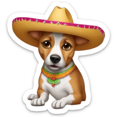 dog in sombrero drinking margarita sticker