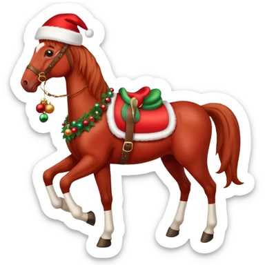 Christmas red horse with a full-length sticker