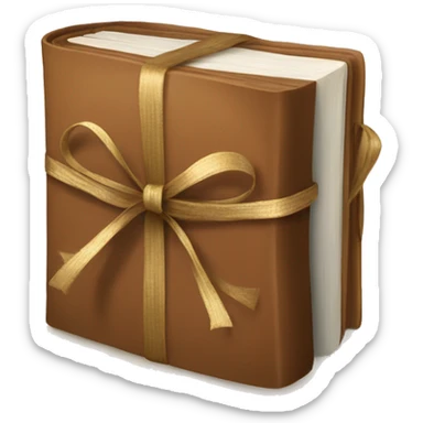 beautiful brown books tied with gift ribbon sticker