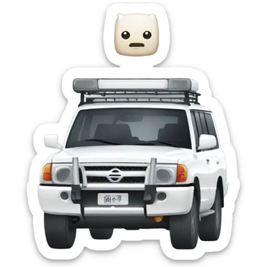 white nissan patrol with bull bar sticker