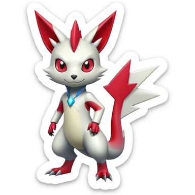Cute Cool Edgy Shiny Futuristic Ethereal Legendary Digimon-Sneasel-Zangoose-hybrid full body sticker