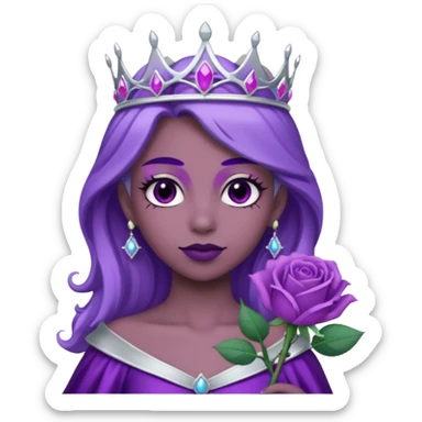 Purple rose flower with silver tiara sticker