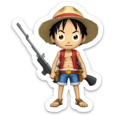 Luffy qui a un fusil a pompe sticker