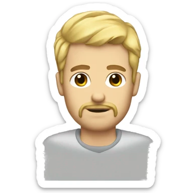 Blonde guy with scruffy facial hair and black eye sticker