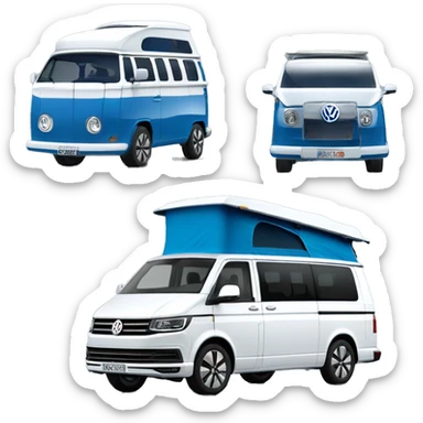 VW T6.1 California camping bus VW blue white sticker