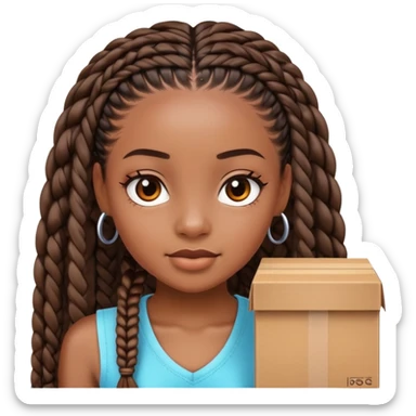 black girl with box braids  sticker