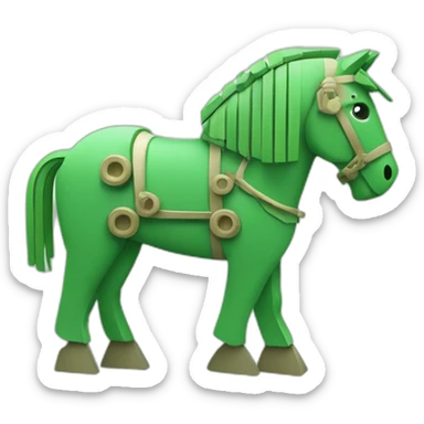 Green geometric trojan horse with wheels sticker