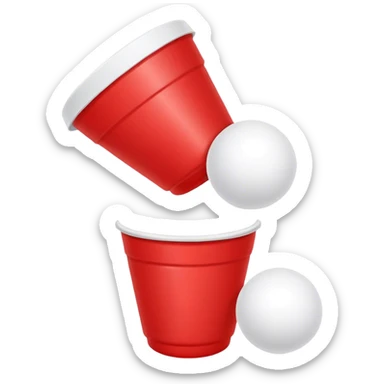 a couple red cups and white ping pong balls sticker