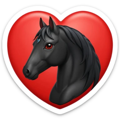 Black Horse centered within a red heart emoji sticker