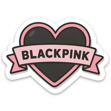 BLACKPINK-inspired wearable object, black and pink colors, playful and collectible, could be a pin, patch, or charm sticker