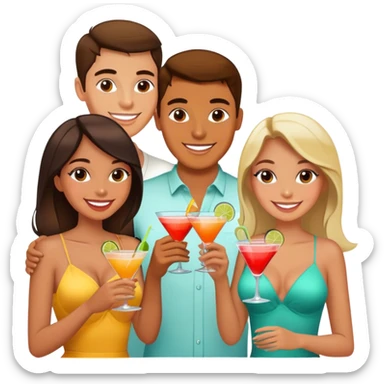 2 girls and a guy on a drinks date sticker