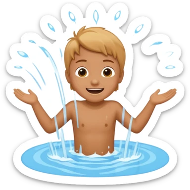 child falls in fountain sticker