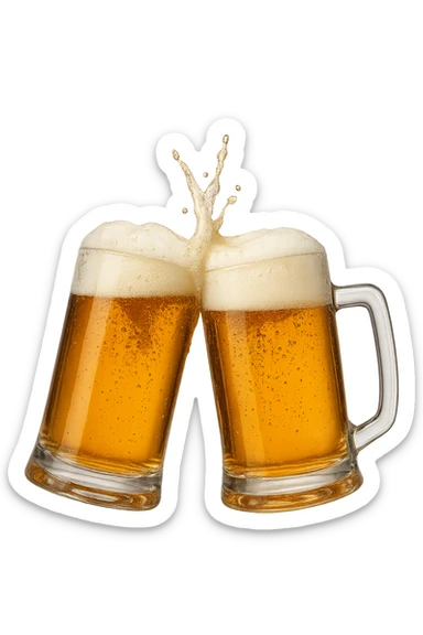 2 drink che fanno brindisi di birre senza mani realistiche sticker
