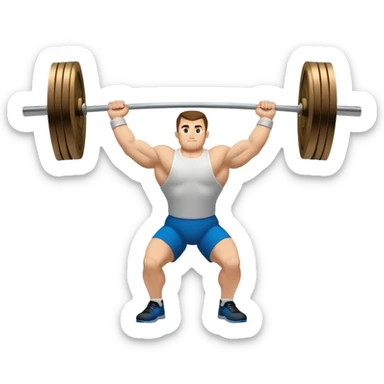 Emblem symbolizing weightlifting, featuring a barbell with heavy weights on either side, lifted above a strong, determined figure. The design conveys strength, focus, and the precision required in the sport. The barbell is centered, with a dynamic, bold style to emphasize power and athleticism.  sticker