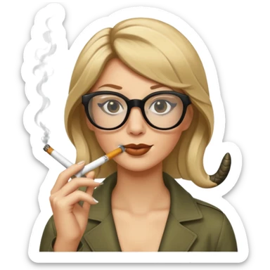 can you create a sneaky bitch SNAKE with big glasses smoking a cigarrette? the SNAKE needs to have dirty blonde hair sticker
