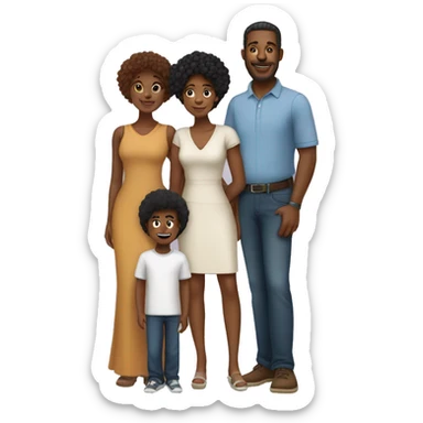 Black family with natural hair - husband, wife, son and daughter sticker