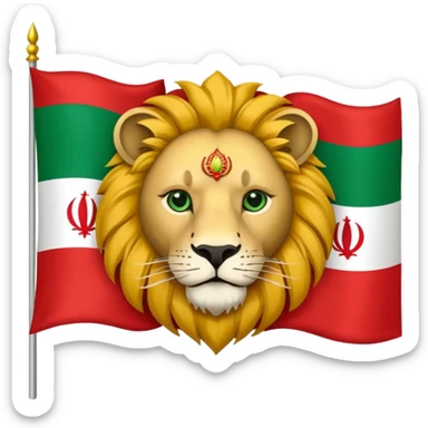 The flag of Iran with lion and sun sticker