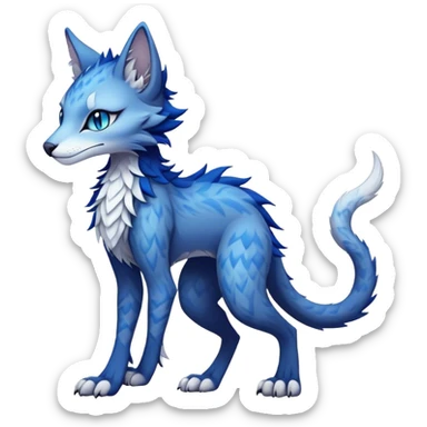 Kawaii dark edgy fantasy ethereal feline-vernid-sergal-fursona animal creature with a tufted tail full body with intricate markings  sticker