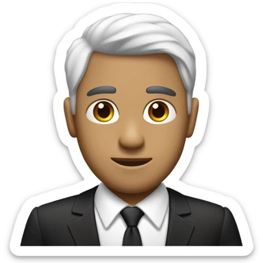 Hombre guapo con traje elegante, piel blanca, ojos lindos negros, cabello negro medio largo hasta el cuello sticker