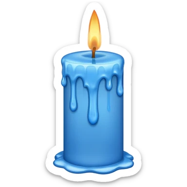 Dripping blue candle, at a 45 degree angle, wax dripping down sticker