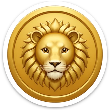Iranian Lion and Sun symbol, minimalist emoji style, flat design, clean lines, gold lion and sun on transparent background, simple icon, no text, no flag stripes sticker