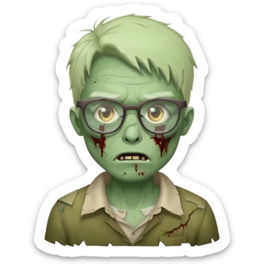 Zombie with big glasses more visible glasses, some difference between zombie and glasses, half body sticker