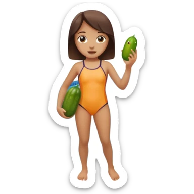 Girl pickle beside swimming pool sticker