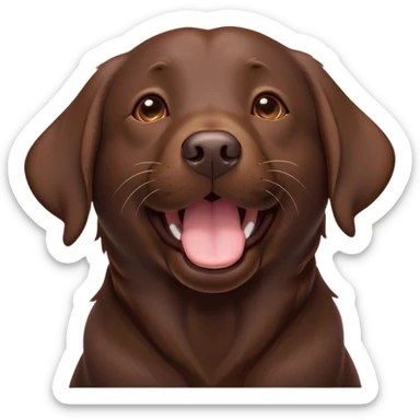Cinematic Cute Yawning Chocolate Labrador Portrait Emoji, Head tilted slightly with a dramatic, wide-open yawn, showcasing a smooth chocolate Fur with a velvety texture, floppy ears slightly drooping, round brown eyes barely open in drowsy contentment, Simplified yet irresistibly adorable features, highly detailed, glowing with a soft, cozy glow, high shine, relaxed yet expressive, stylized with a touch of whimsy, bright and endearing, soft glowing outline, capturing the essence of a sleepy yet affectionate companion, so drowsy it feels like it could stretch out of the screen and curl up for a nap! sticker