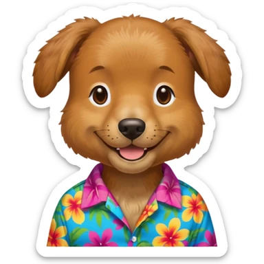 Dog – wearing colorful aloha shirt sticker
