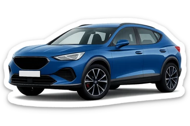 Make the car color 10% brighter while keeping the background transparent and the logo removed. Preserve all original details and style of the car in the image. sticker