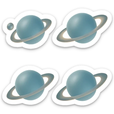 Add a moon orbiting Saturn in matte glass style, with no background. sticker