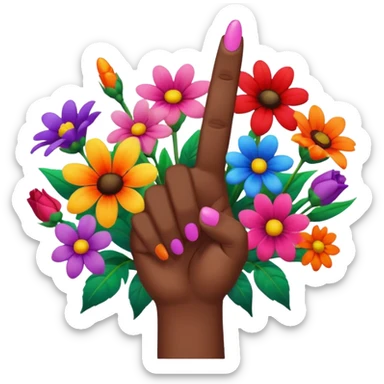 💐 combined with 🖕🏽 sticker