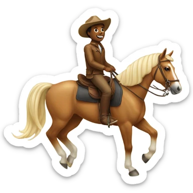 person riding a palomino horse  sticker